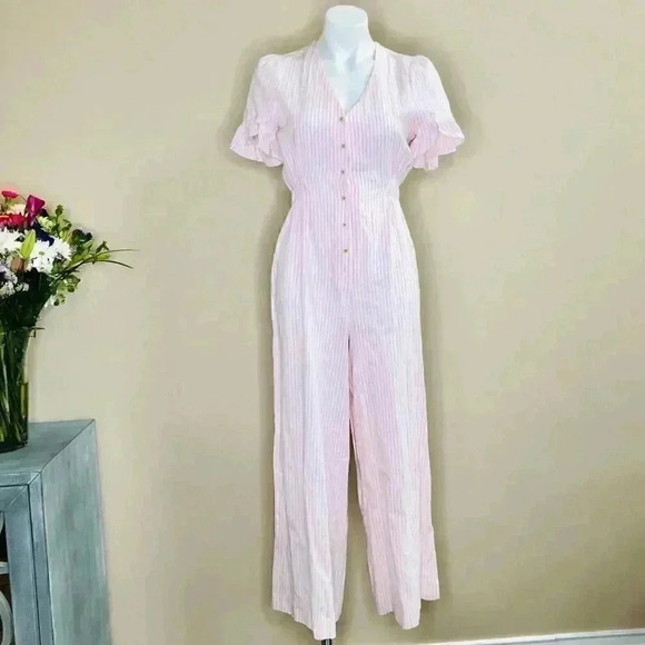 A Loves A Candy Striped Flutter Jumpsuit - Picture 2 of 8